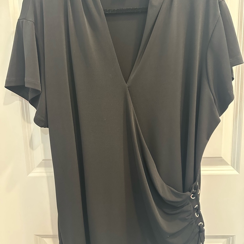 Rafaella Charcoal Drape Blouse